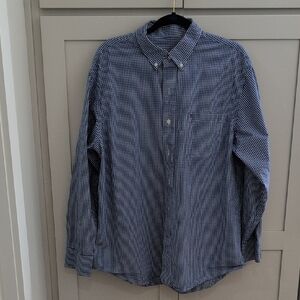 Izod Blue and White Checkered Button Down Shirt